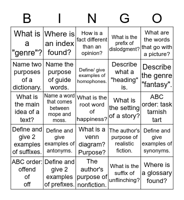 Reading Human Bingo Card