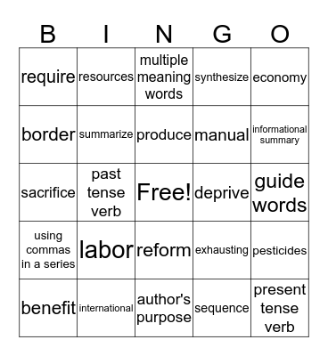 Workshop 4 Bingo Card