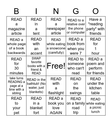 Mrs. McCullers' Reading Bingo Card