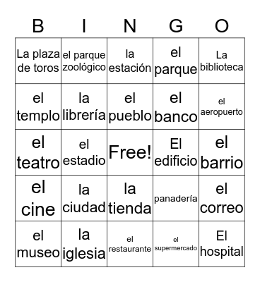 La comunidad Bingo Card