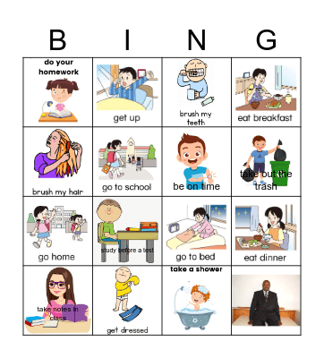 Daily activities Bingo Card