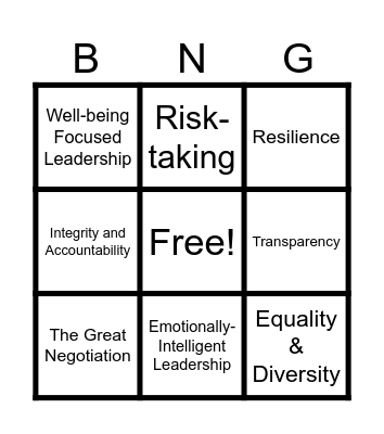 HR Leader and Management Effectiveness Bingo Card