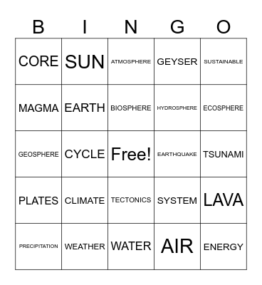 UNIT 5 VOCABULARY WORDSC Bingo Card