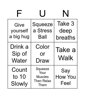 Coping Skills Bingo Card