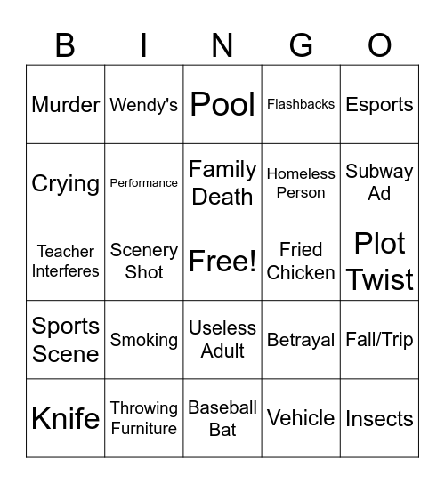 Pyramid Game Ep 2. Bingo Card