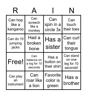 Find someone who... Bingo Card
