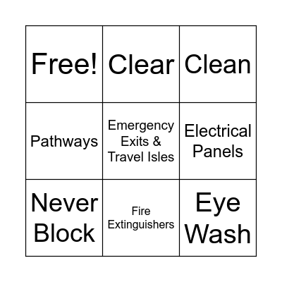 Safety Meeting Bingo Card