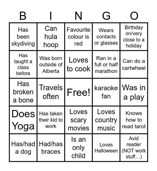 Get-To-Know-You Bingo Card