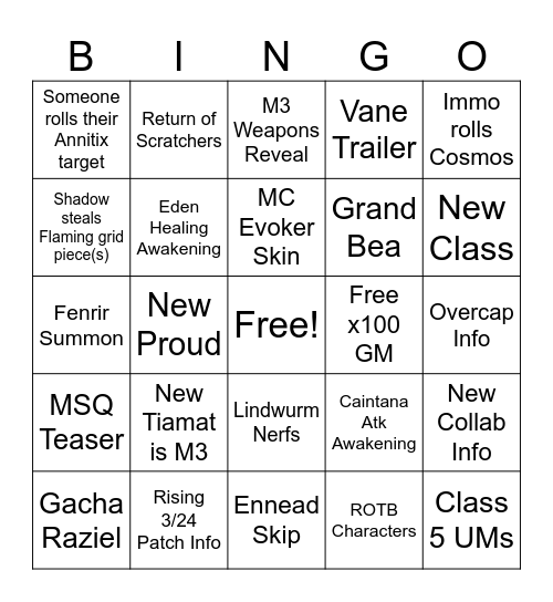 GBF Anni Bingo Card