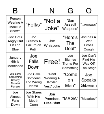 Joe Bingo Card