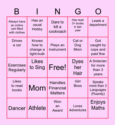 Solace Women Power Bingo Card