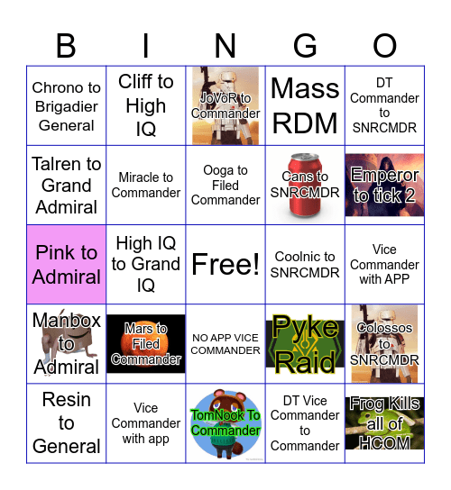 Command Bingo Card