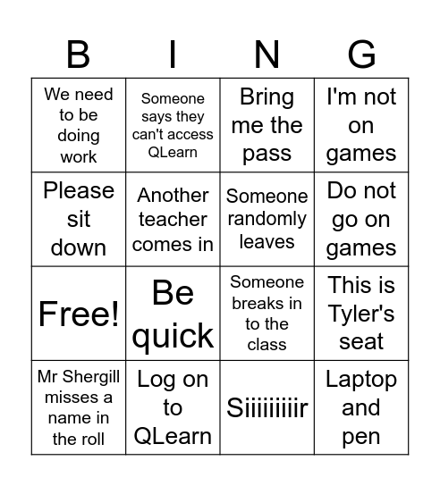 Bingo with Mr Shergill Bingo Card
