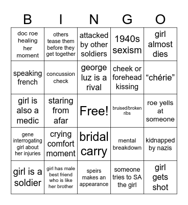 Doc Roe Fanfic Bingo Card