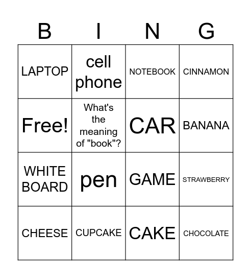 BEGINNER'S 6TH TO 8TH GRADES BINGO Card