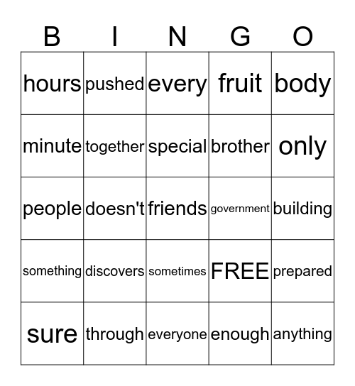 2nd Grade - Unit 8 Bingo Card