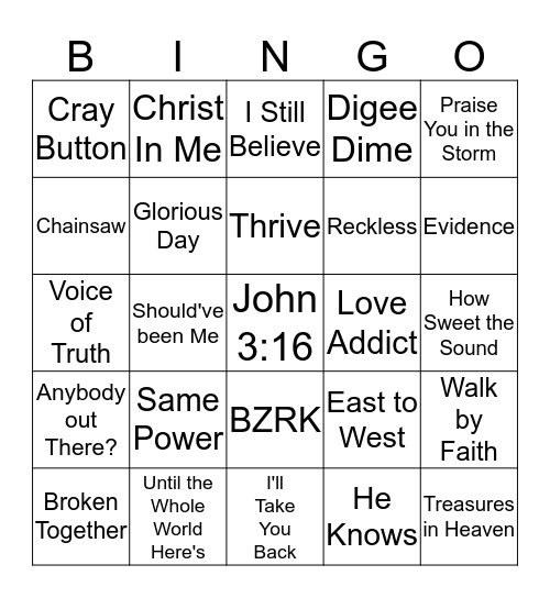 Lifest 2016 Friday Bingo Card