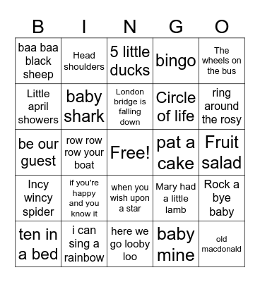 Baby Bingo Card