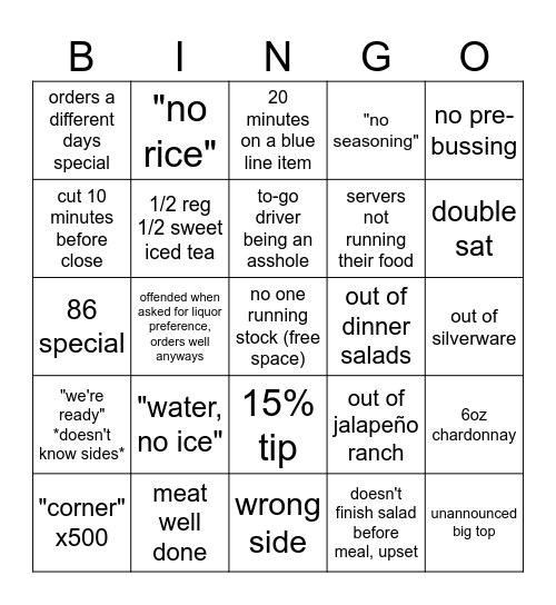 BEP Bingo Card