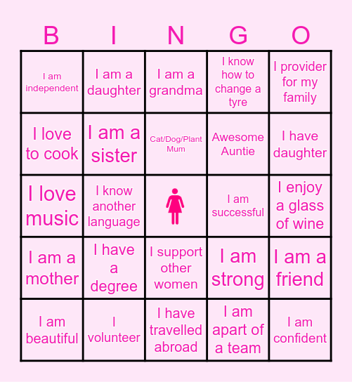 International Woman's Day Bingo Card