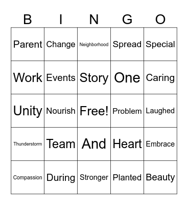 Catch UP Bingo Card