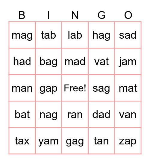CVC (a) Bingo Card