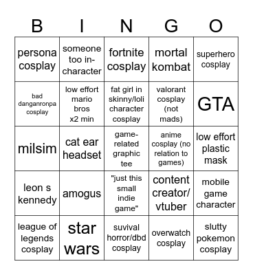 emonite cosplay Bingo Card