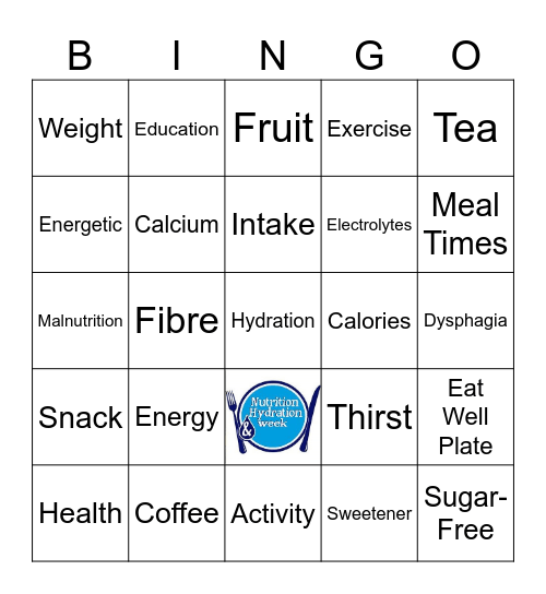Nutrition and Hydration Week Bingo Card