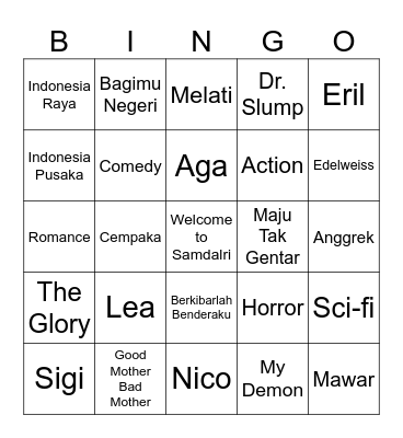 Nicholas’s Card Bingo Card