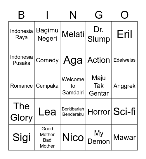 Nicholas’s Card Bingo Card