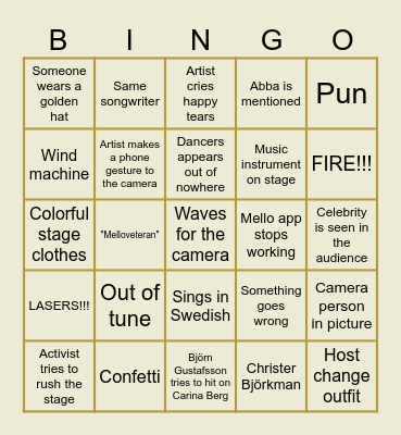 Melåhrdifestivalen 2024 Bingo Card