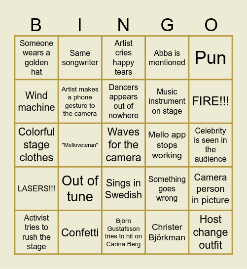 Melåhrdifestivalen 2024 Bingo Card