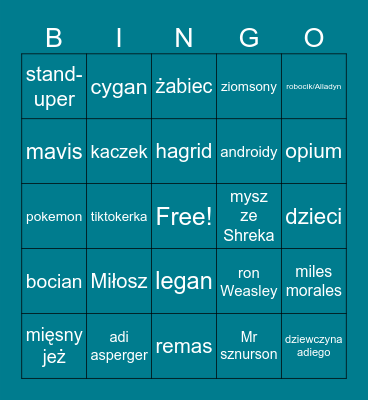 śmieszne persony z mechana Bingo Card
