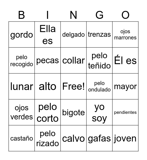 Descripción Física Bingo Card
