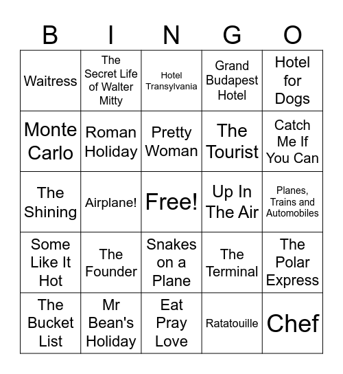 Conrad's Bingo Night: Movie Edition Bingo Card