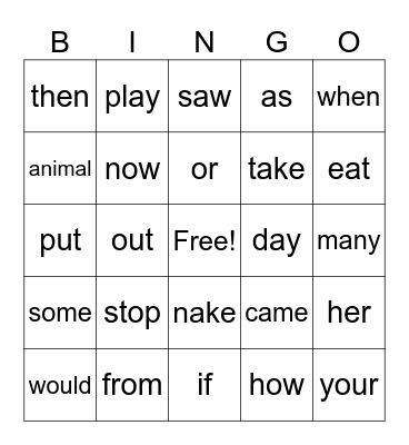 2G Bingo Card