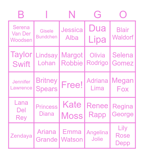 Girls Night Bingo Card