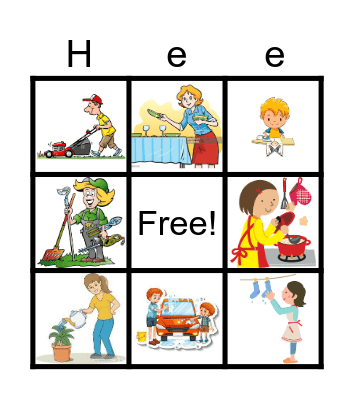 Household chores Bingo Card