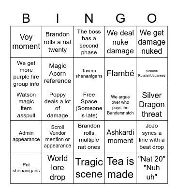 Hazerosa Bingo Card