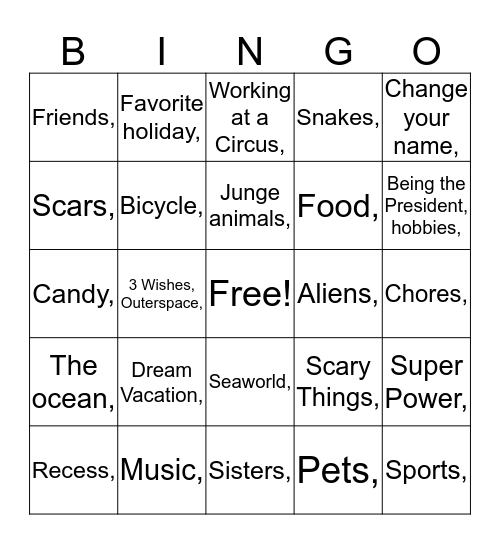 Initiating Conversation Bingo Card