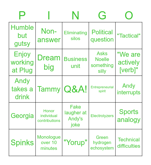 Andy Bingo Card