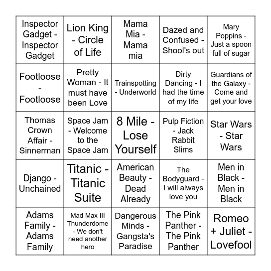 Music Bingo Card