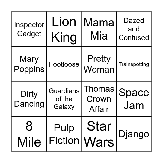 Music Bingo Card