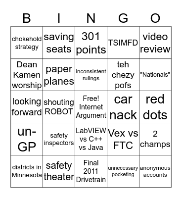 Chief Delphi Bingo Card