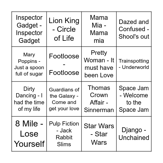 Music Bingo Card