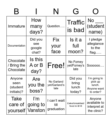 Deaf Ed Phrases #1 Bingo Card