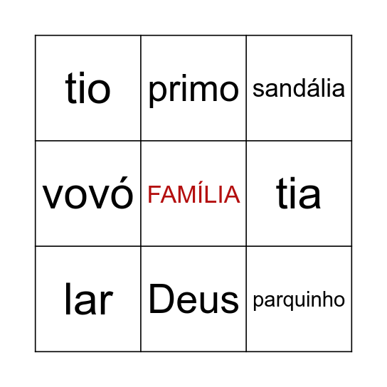 chá de boas vindas Bingo Card