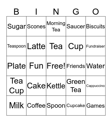 Australias Biggest Morning Tea Bingo Card