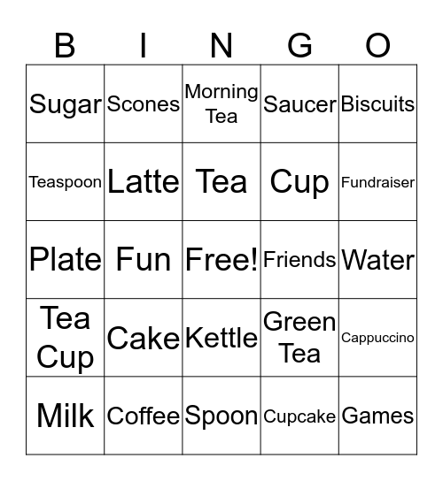 Australias Biggest Morning Tea Bingo Card