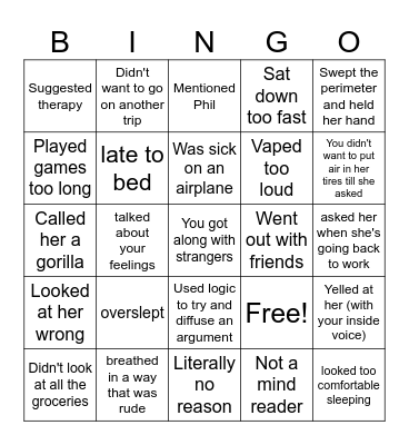 Why Is Tabitha Upset Bingo Card